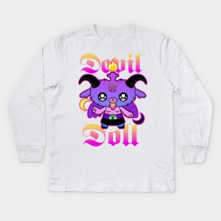 Devil Doll Cute Kawaii Baphomet Pastel Goth Kids Long Sleeve T-Shirt